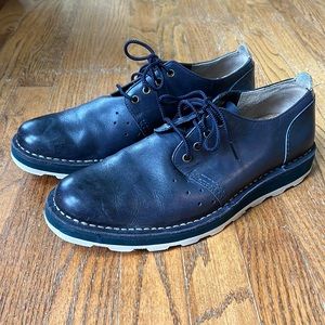 Men's Clarks Navy Blue Leather Cork Cushion Insoles Casual Lace Oxford Size 10,5